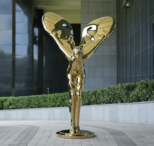 Angel Sculpture With Wings - Stainless Steel Statement