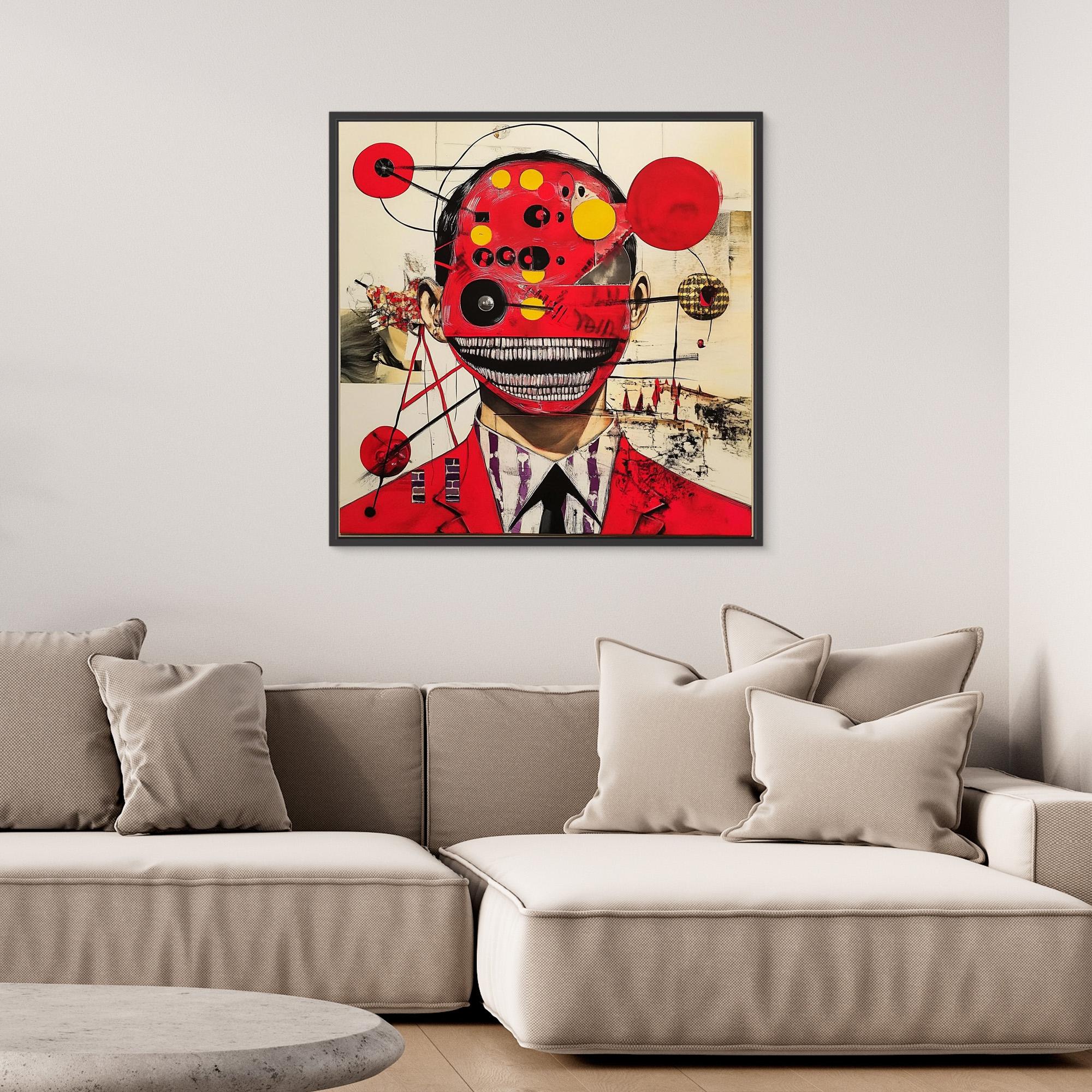 Canvas Print : Crimson Chaos - Surreal Red Abstract Art Print – Modern Mixed Media Wall Decor