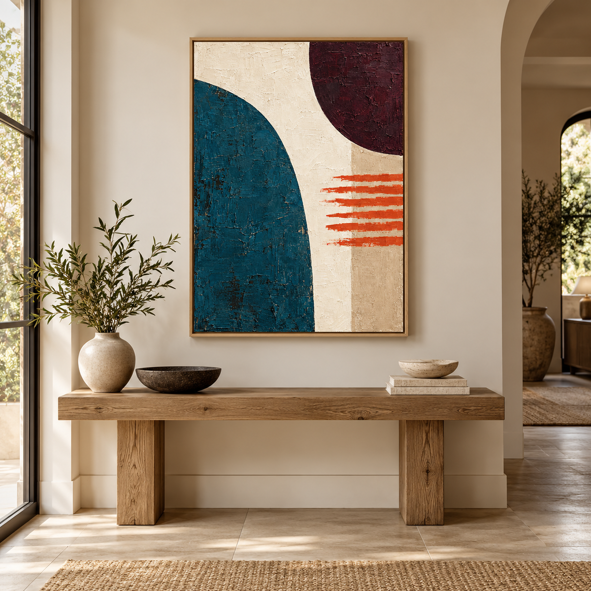 Arch Wall Art Original Painting - Arc and Ember in living room interior