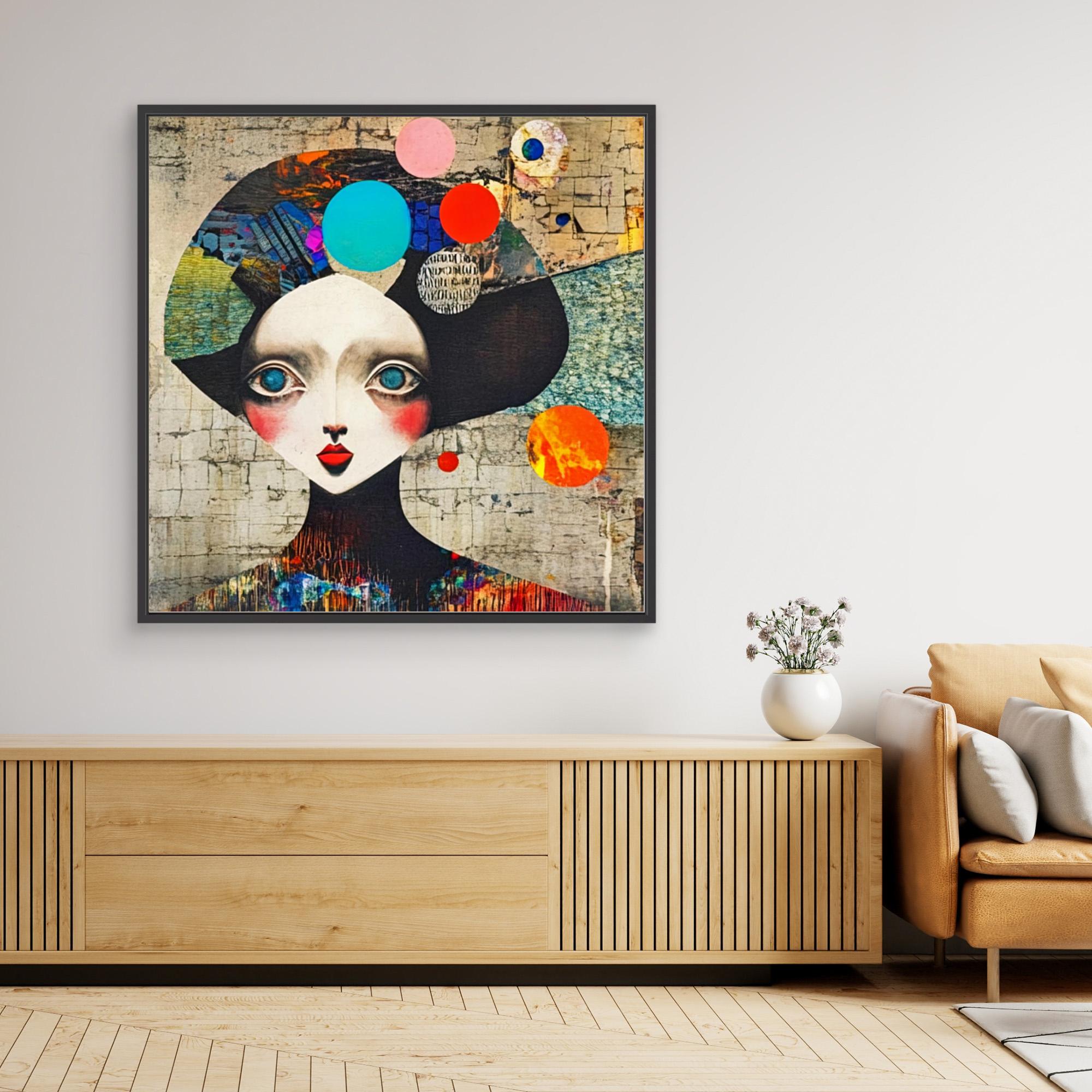 Original Painting : "Whimsical Vision" - Abstract Portrait Print | Vibrant Surreal Wall Art