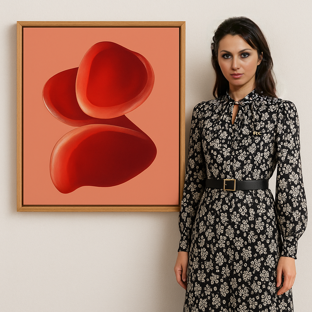 Canvas Print: "Crimson Petal Flow" - Abstract Floral Art - Chiara Rossetti