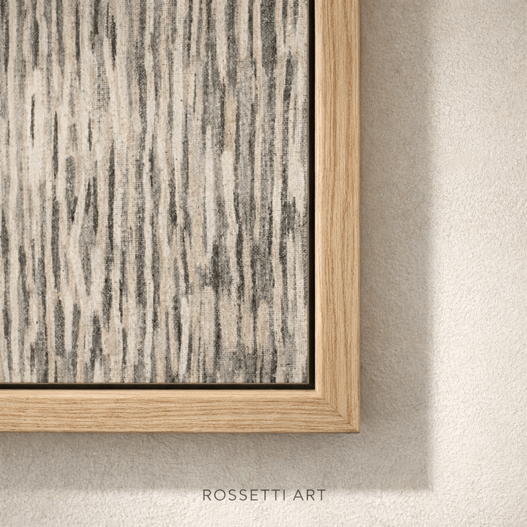 Beige Abstract Minimalist Wall Art Canvas Print - Soft Rain Lines
