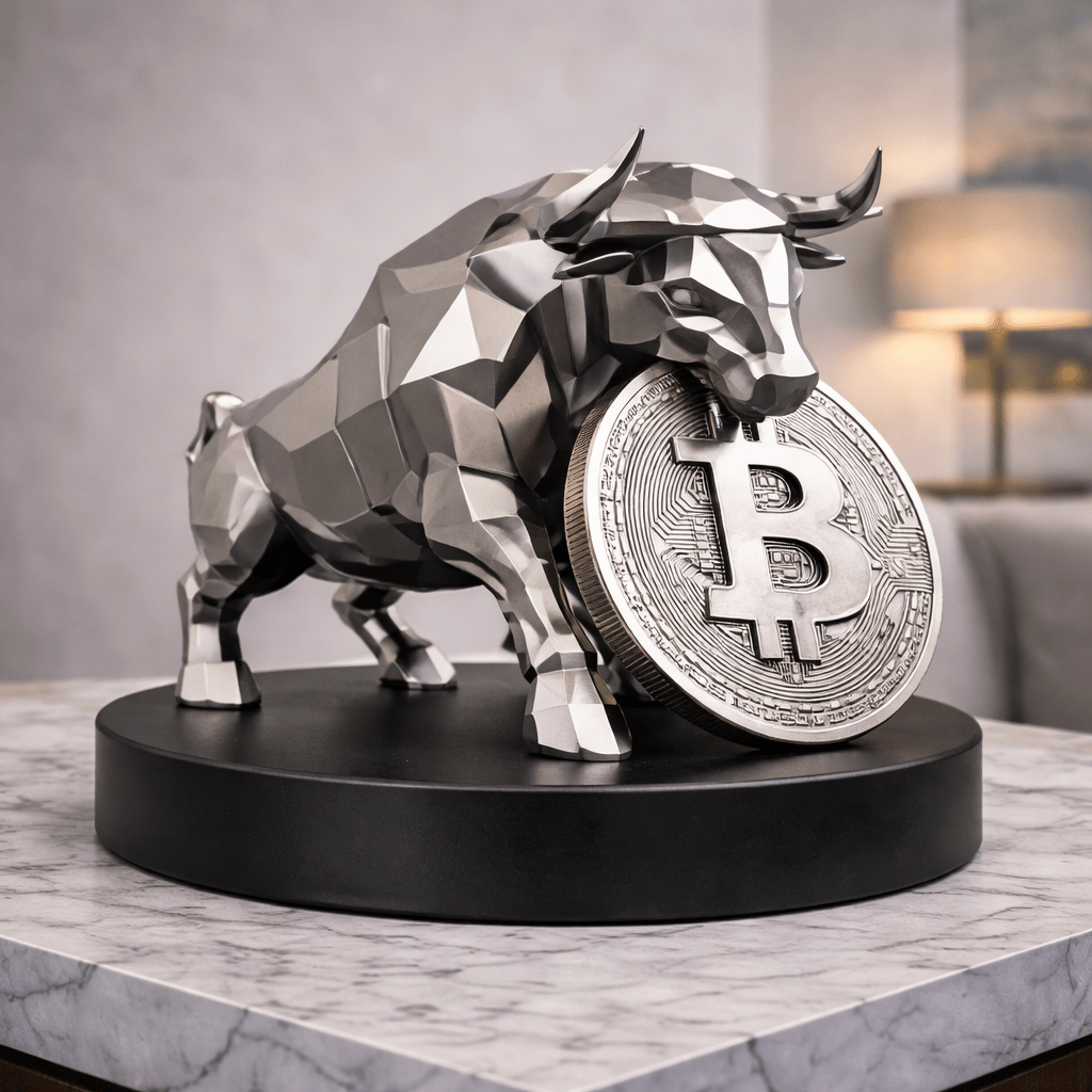 Bitcoin Bull Sculpture - Modern Office Décor