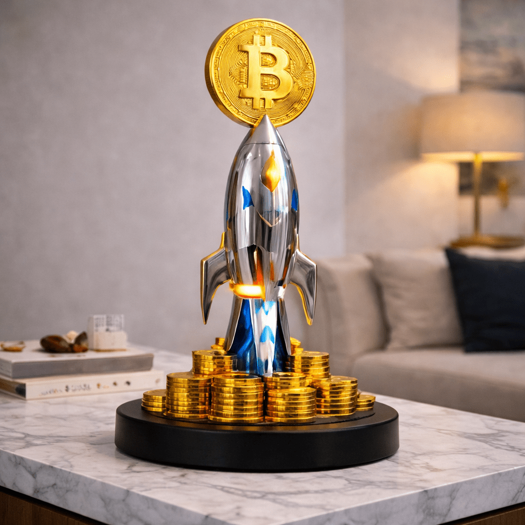 Bitcoin Rocket Sculpture - Resin “To The Moon” Statement Piece