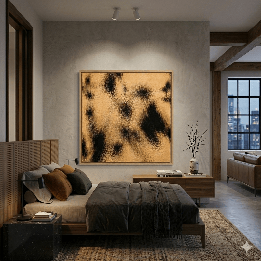 Black and Beige Abstract Wall Art Canvas Print – Dune Nocturne | Rossetti Art