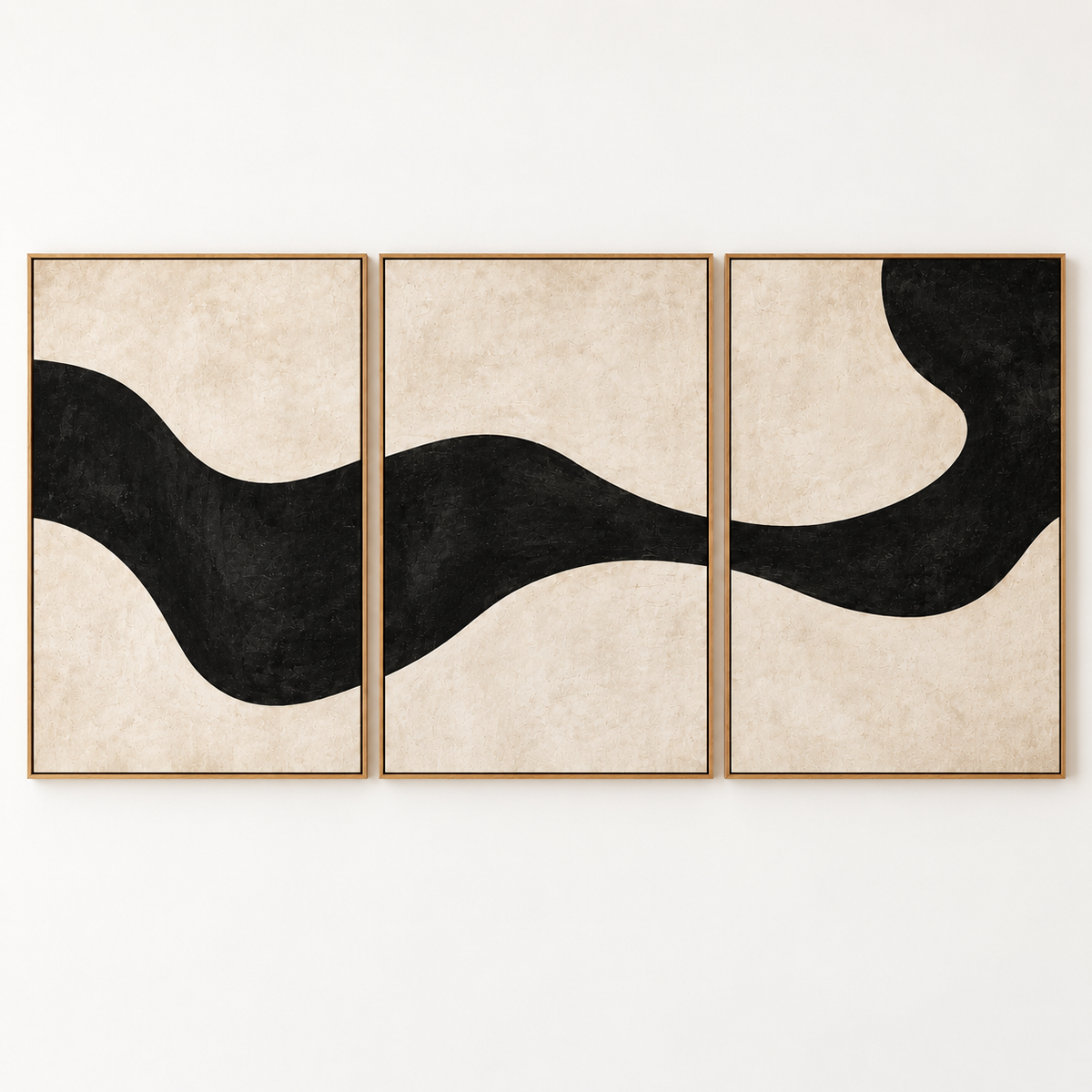 Black and Cream Abstract Art Set of 3 – Ink Ribbon by Rossetti Art