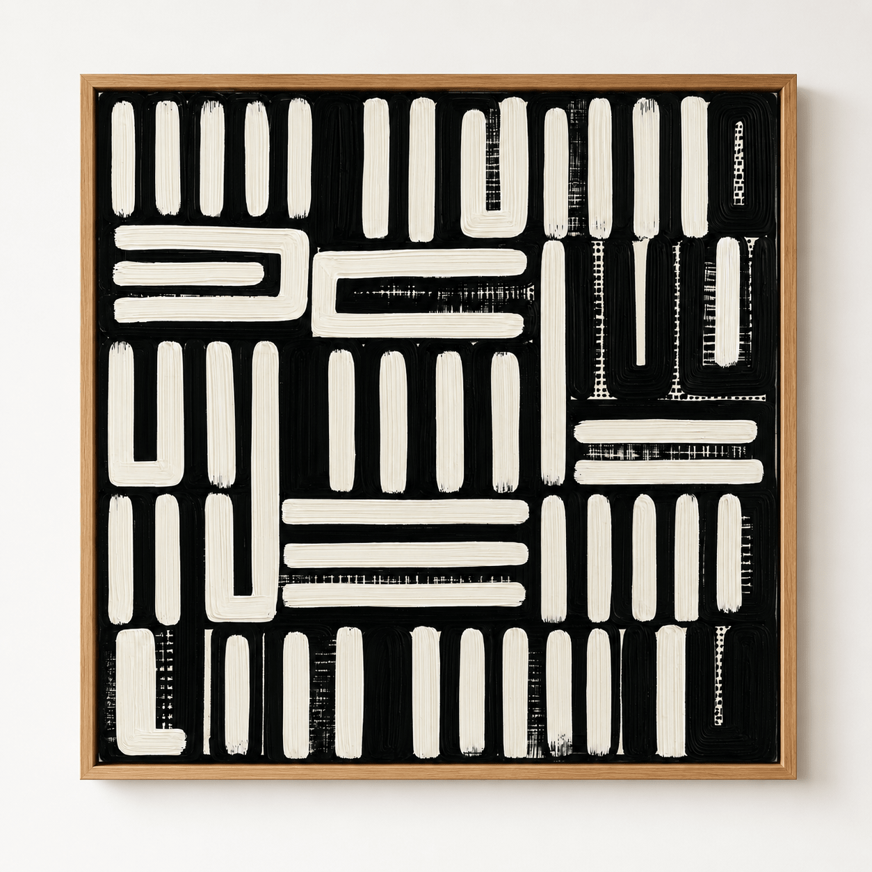 Black and Cream Abstract Wall Art Canvas Print — Cipher by Rossetti Art
