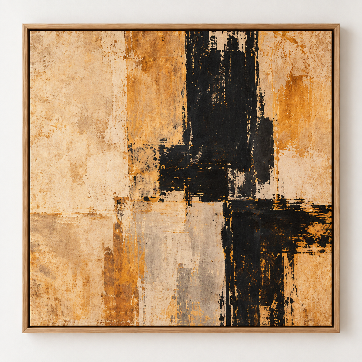 Black and Gold Abstract Painting – Rust & Ash by Rossetti Art