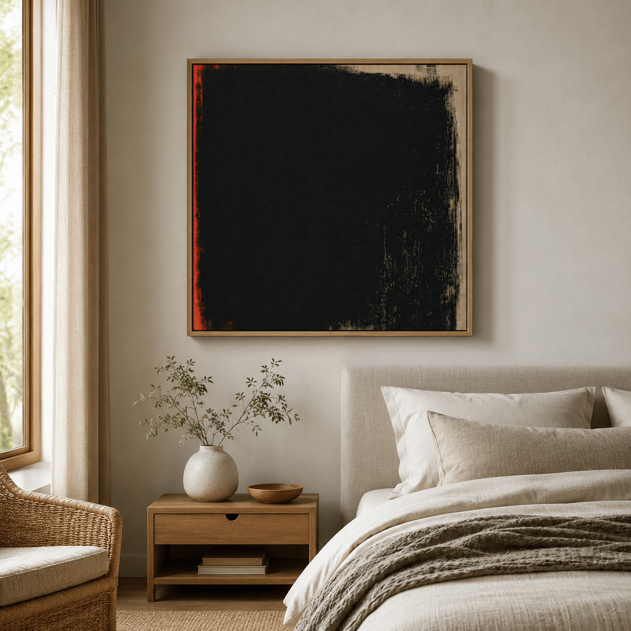 Black and Red Abstract Art Canvas Print — Red Margin by Rossetti Art