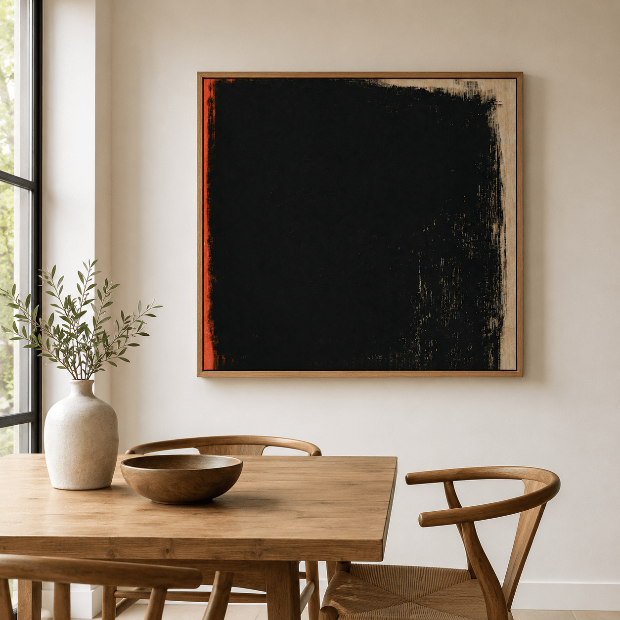 Black and Red Abstract Art Canvas Print — Red Margin by Rossetti Art