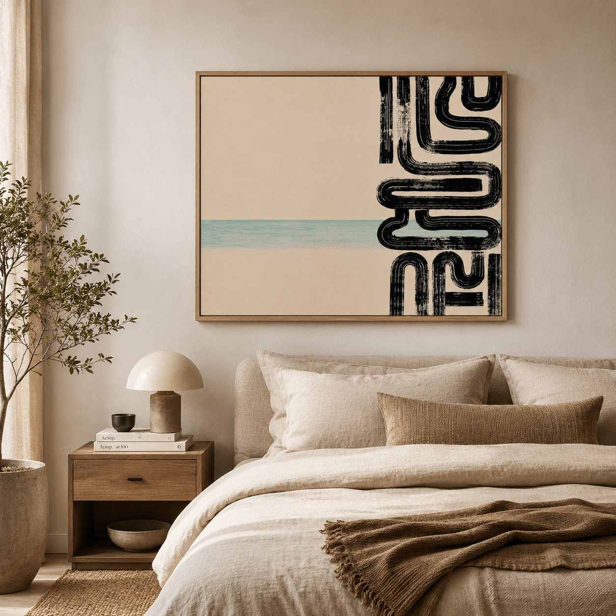 Black and White Abstract Art Canvas Print — Current by Rossetti Art