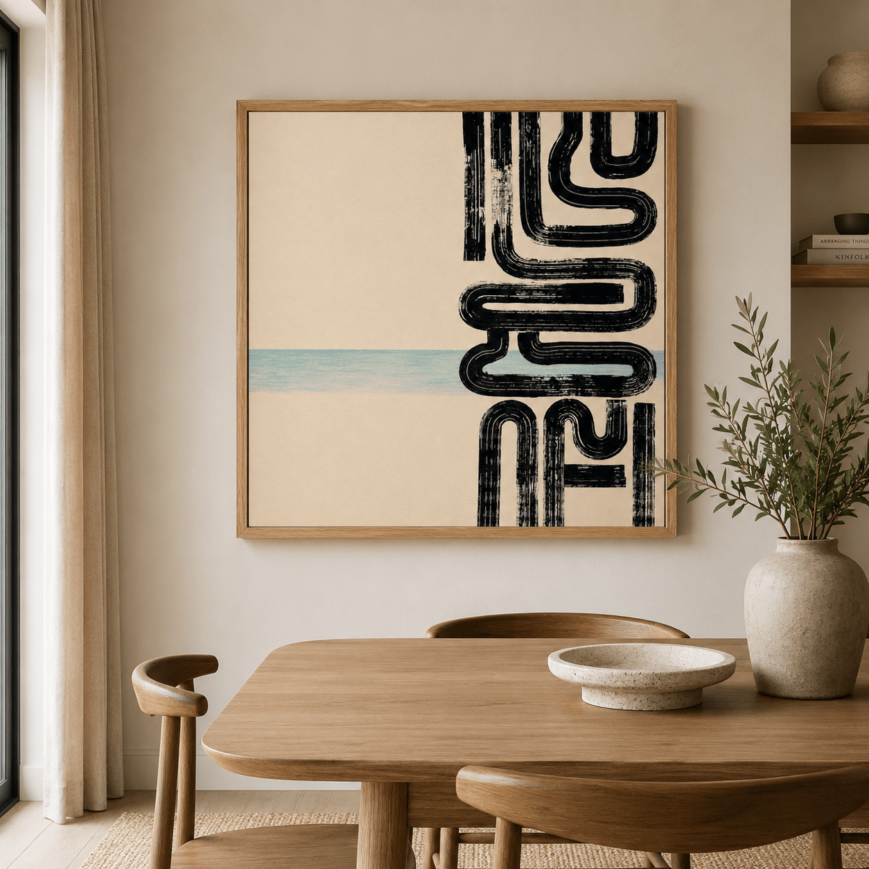 Black and White Abstract Art Canvas Print — Current by Rossetti Art