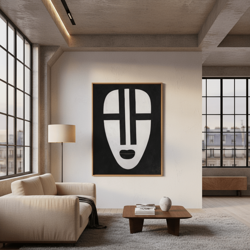 Black and White Abstract Face Canvas Set of 3 | Echoes of Form by Rossetti Art