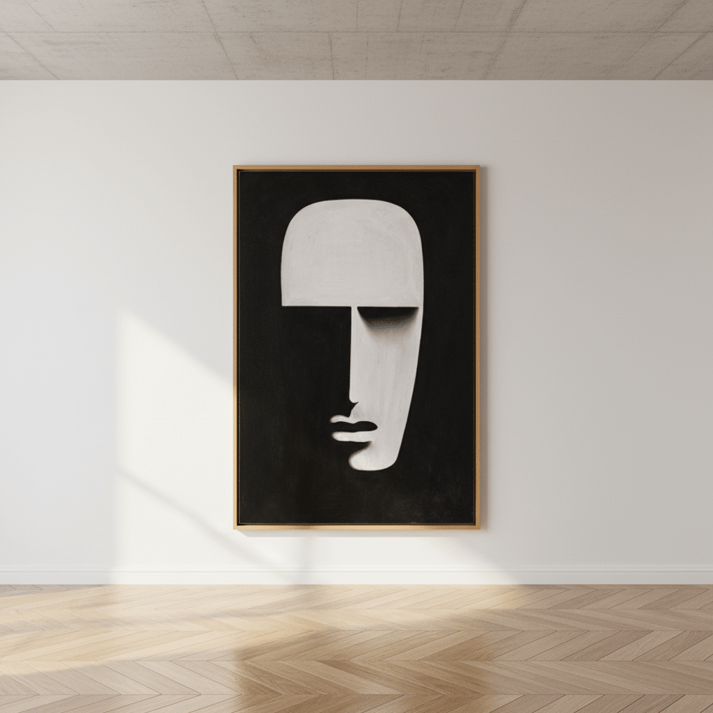 Black and White Abstract Face Canvas Set of 3 | Echoes of Form by Rossetti Art