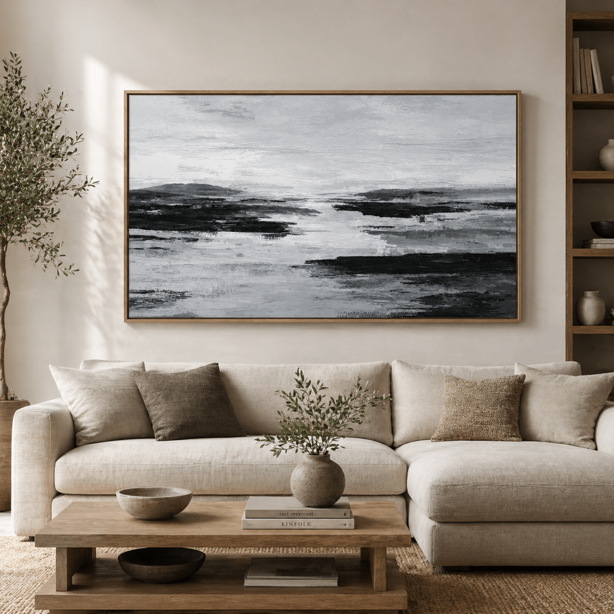 Black and White Abstract Painting — Still Tide by Rossetti Art