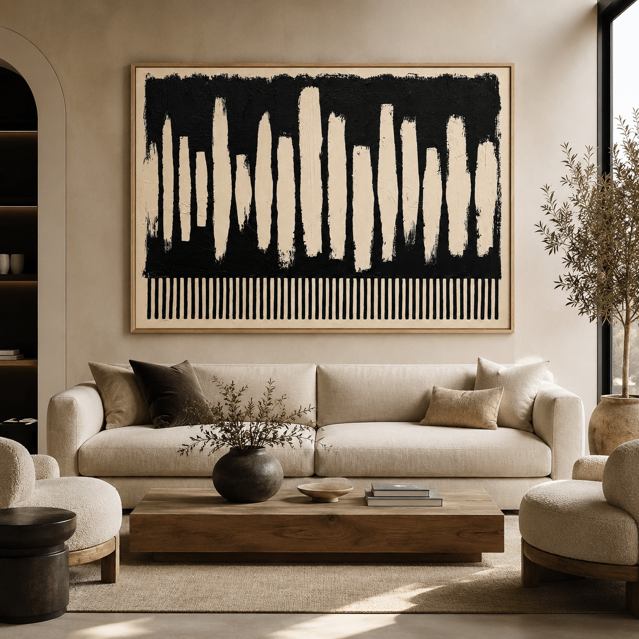 Black and White Abstract Wall Art Canvas Print — Frequency by Rossetti Art