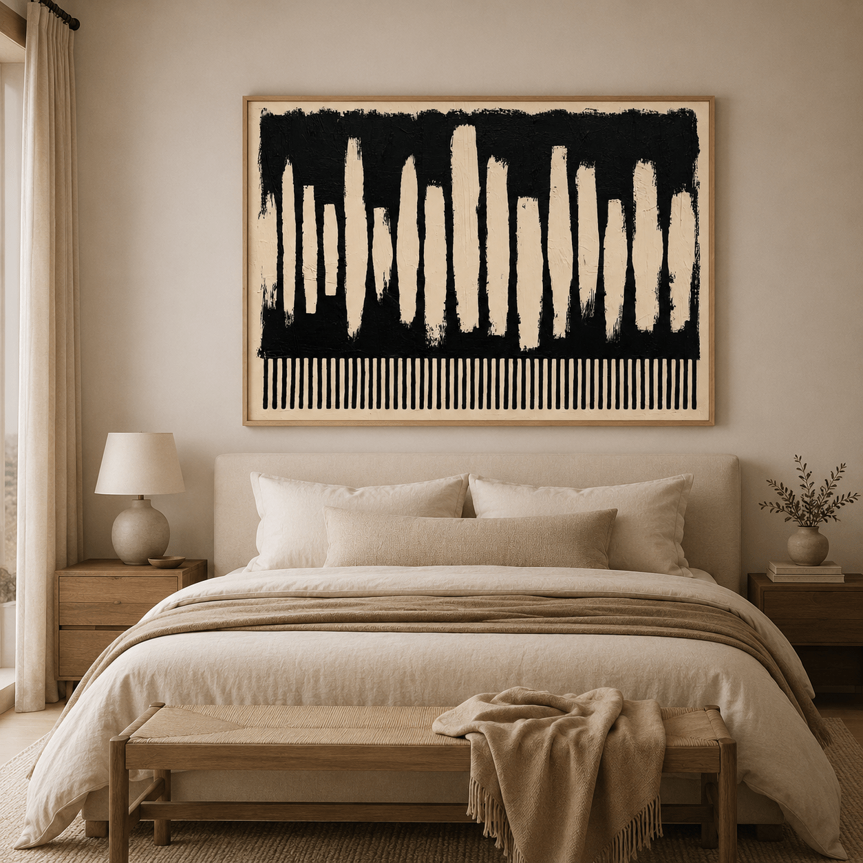 Black and White Abstract Wall Art Canvas Print — Frequency by Rossetti Art