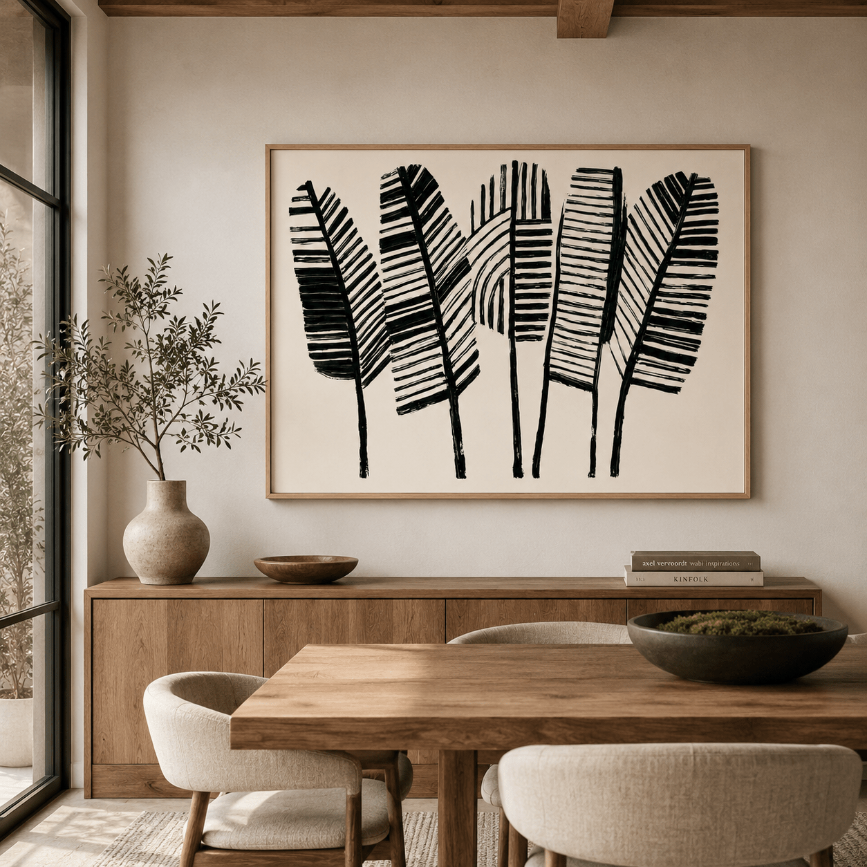 Black and White Botanical Wall Art Canvas Print — Fronds by Rossetti Art