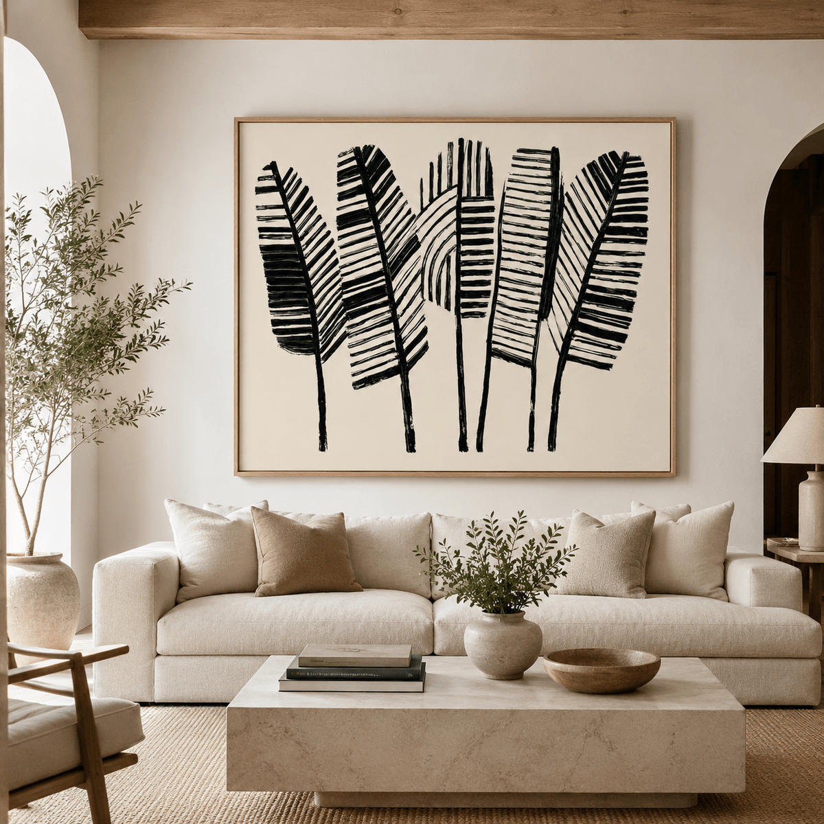 Black and White Botanical Wall Art Canvas Print — Fronds by Rossetti Art