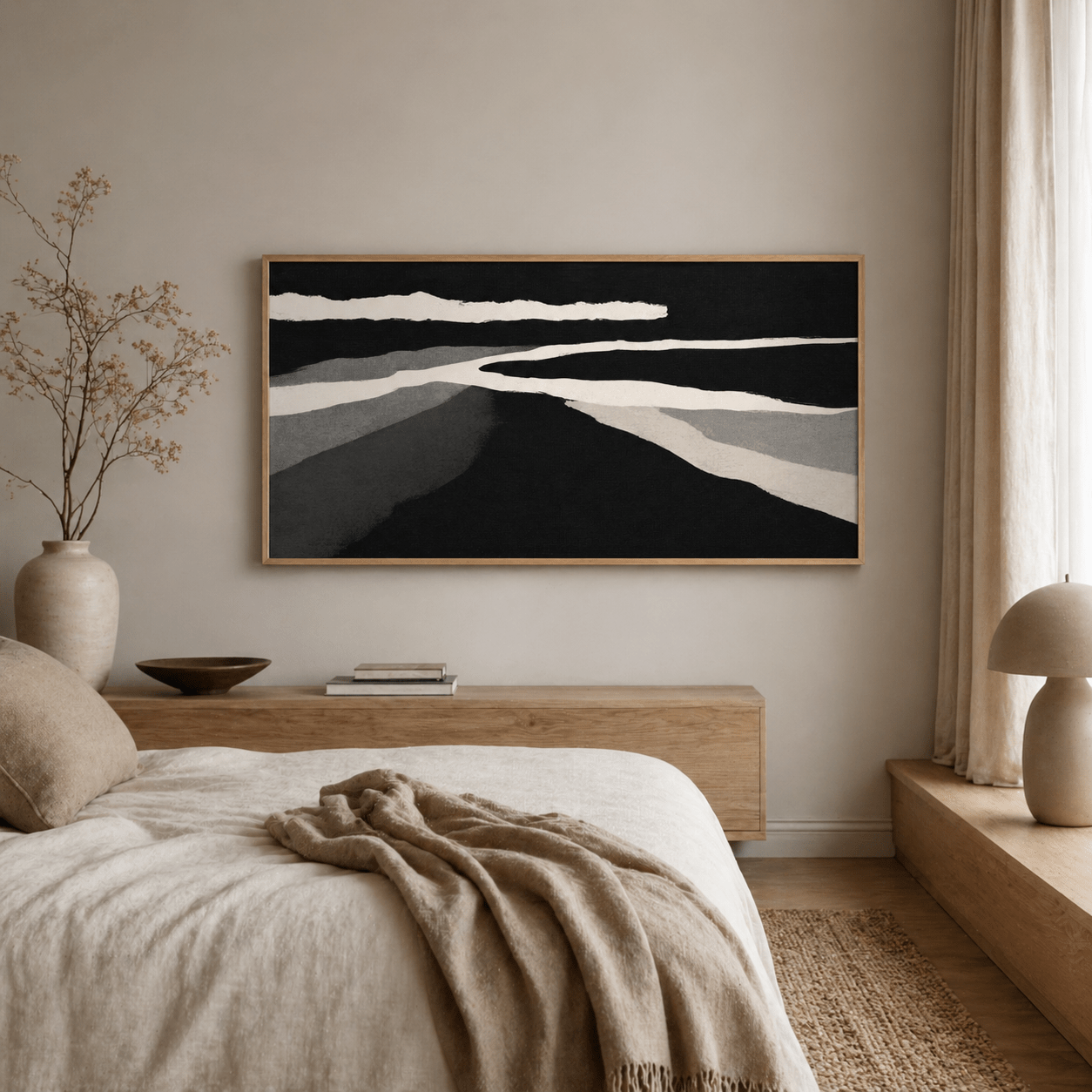 Black and White Landscape Art Print — Low Horizon by Rossetti Art