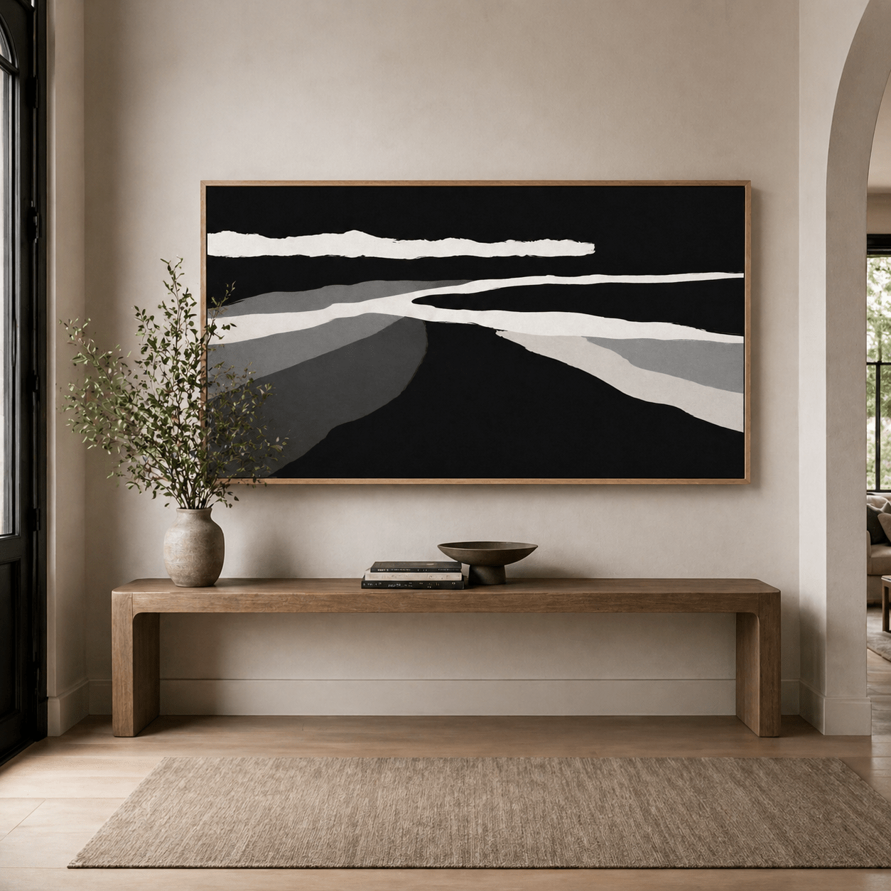 Black and White Landscape Art Print — Low Horizon by Rossetti Art