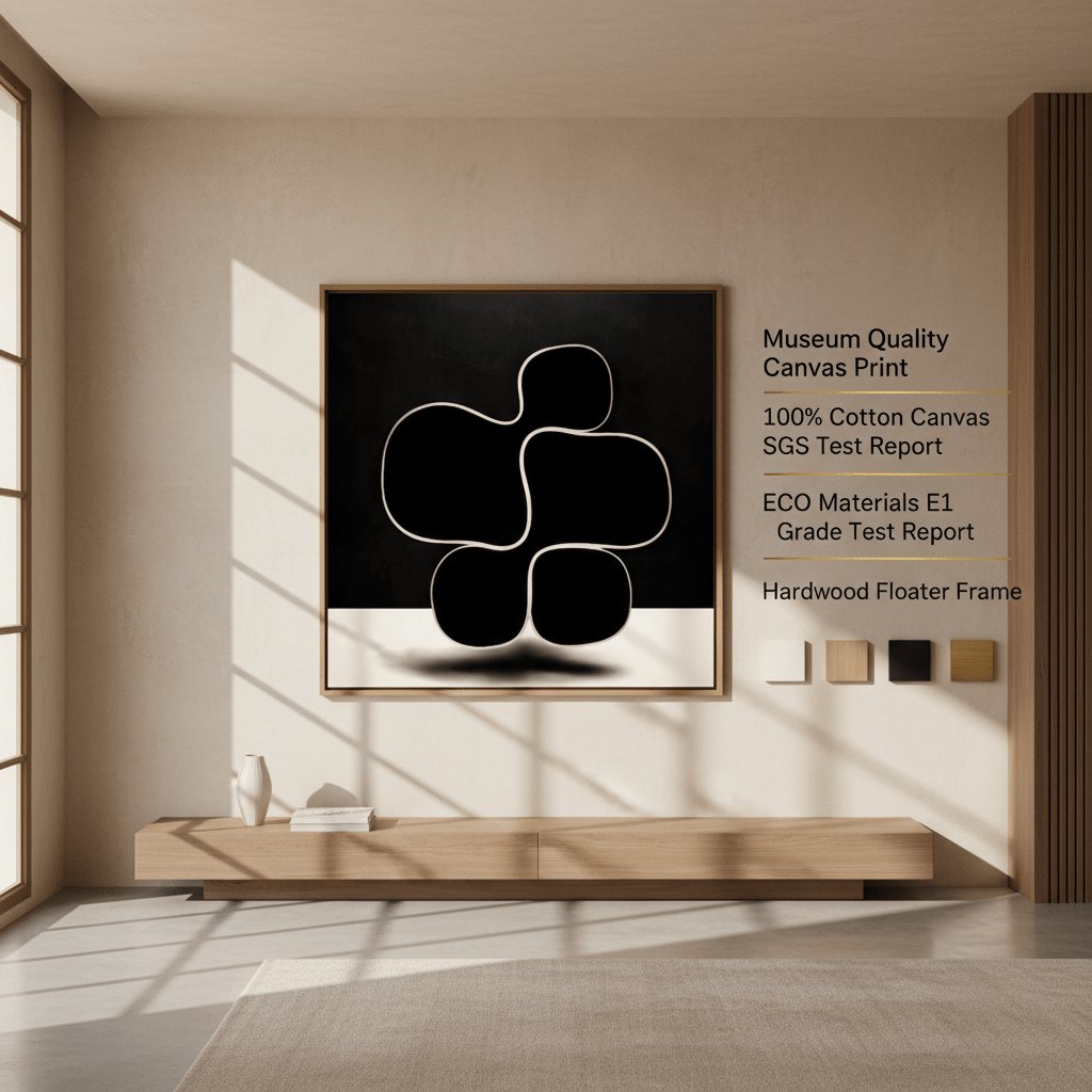 Black and White Minimalist Canvas Wall Art – Noir Balance by Rossetti Art