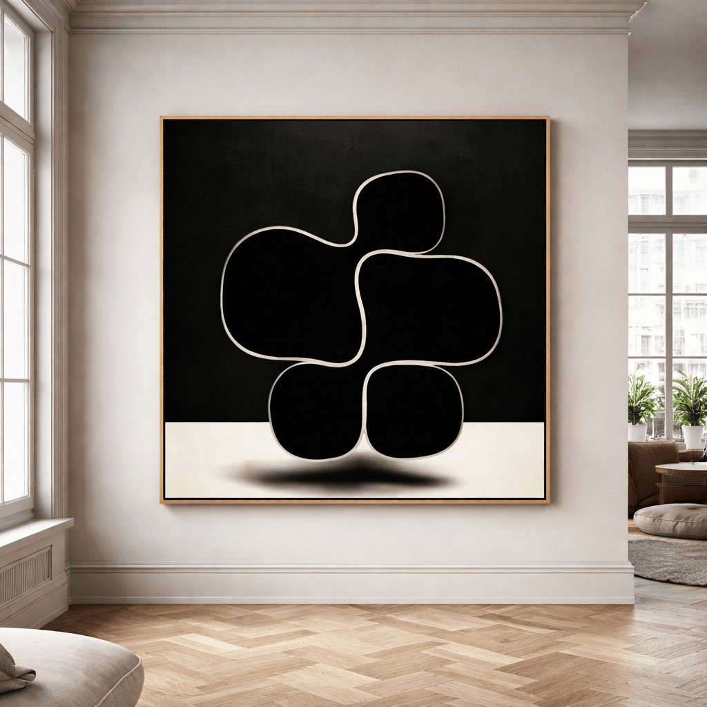 Black and White Minimalist Canvas Wall Art – Noir Balance by Rossetti Art