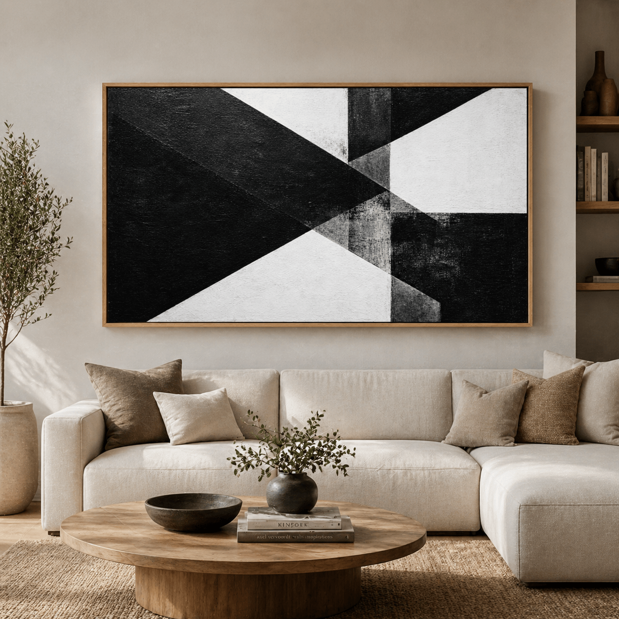 Black and White Minimalist Painting — Meridian by Rossetti Art