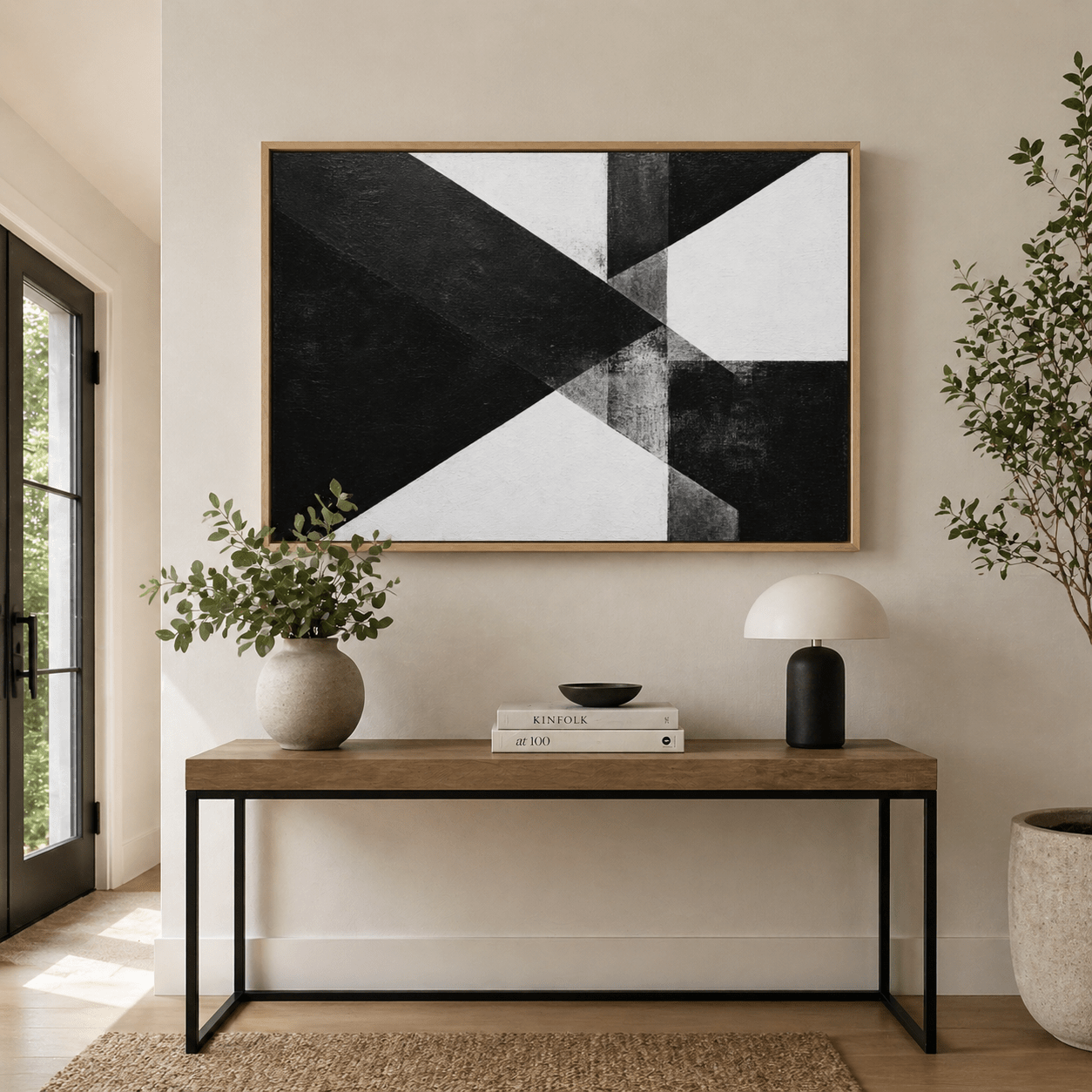 Black and White Minimalist Painting — Meridian by Rossetti Art