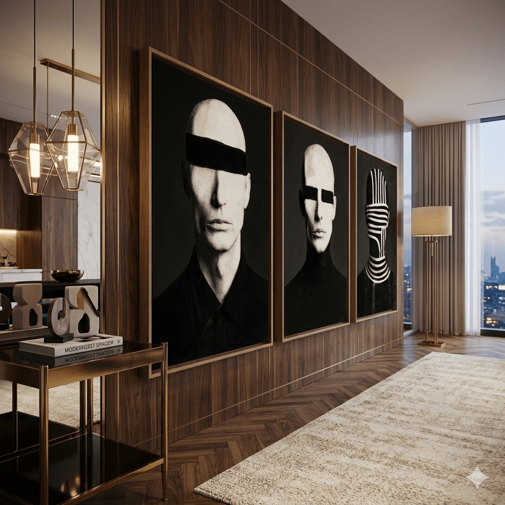 Black and White Portrait Canvas Print Set of 3 | Veiled Identities | Rossetti Art