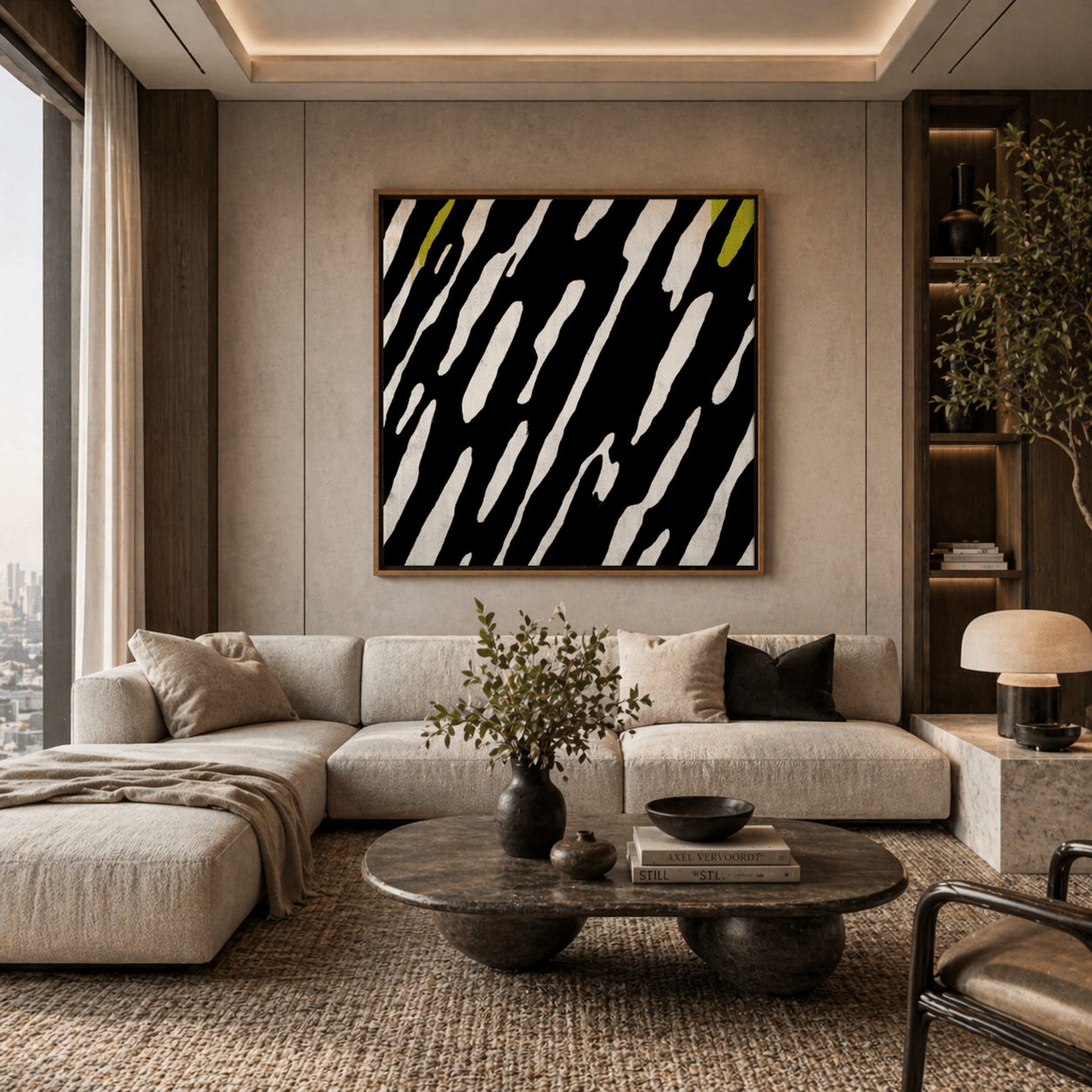 Black and White Stripe Canvas Print – Linear Pulse by Rossetti Art