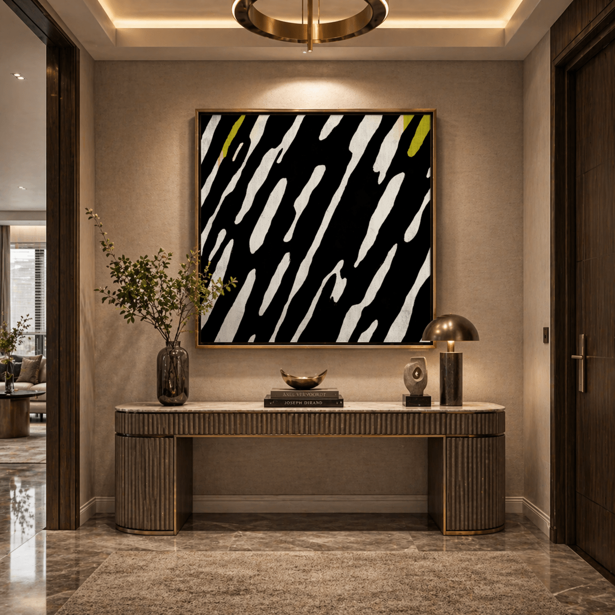 Black and White Stripe Canvas Print – Linear Pulse by Rossetti Art