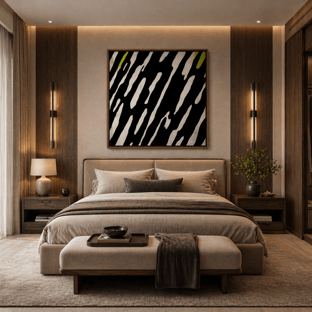 Black and White Stripe Canvas Print – Linear Pulse by Rossetti Art