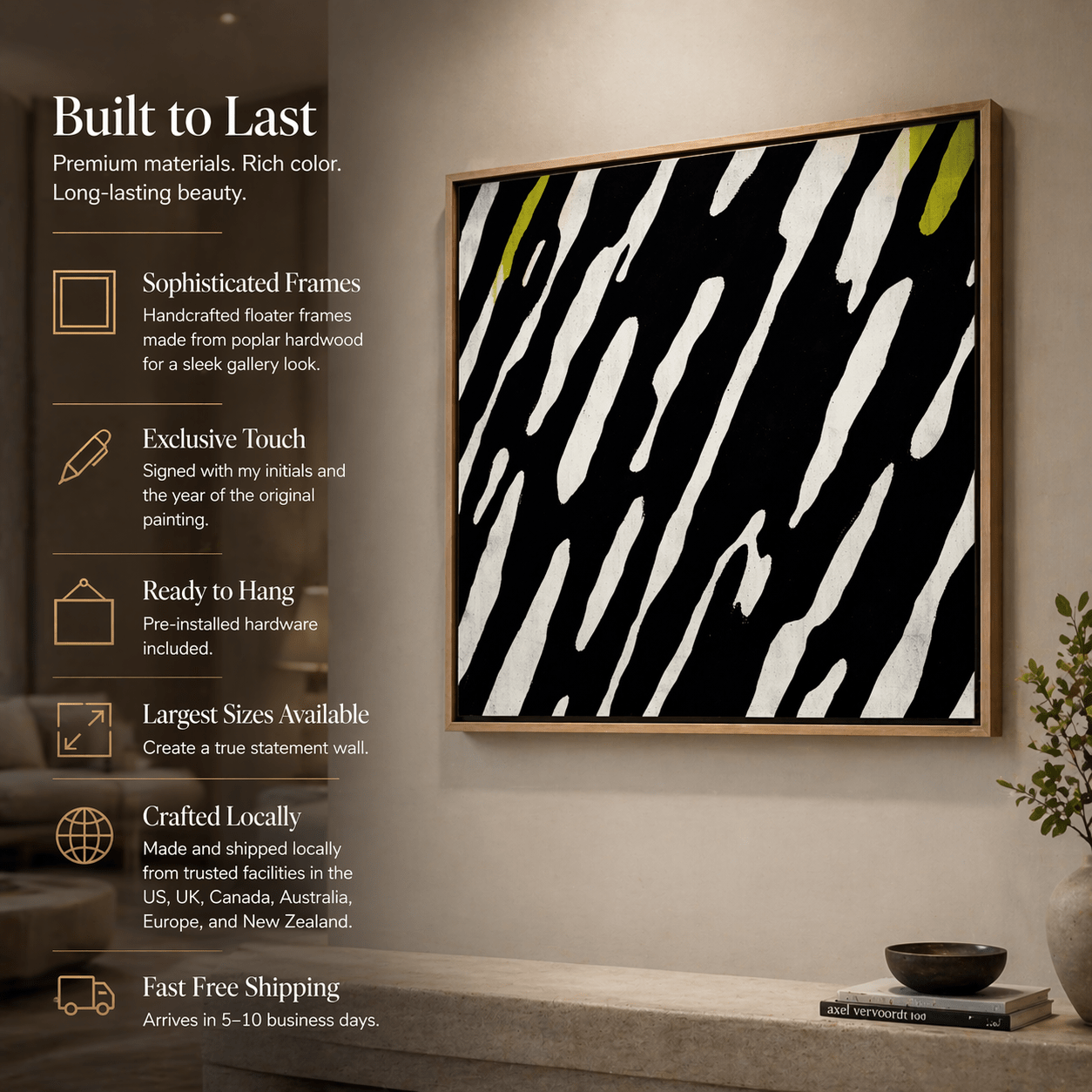Black and White Stripe Canvas Print – Linear Pulse by Rossetti Art