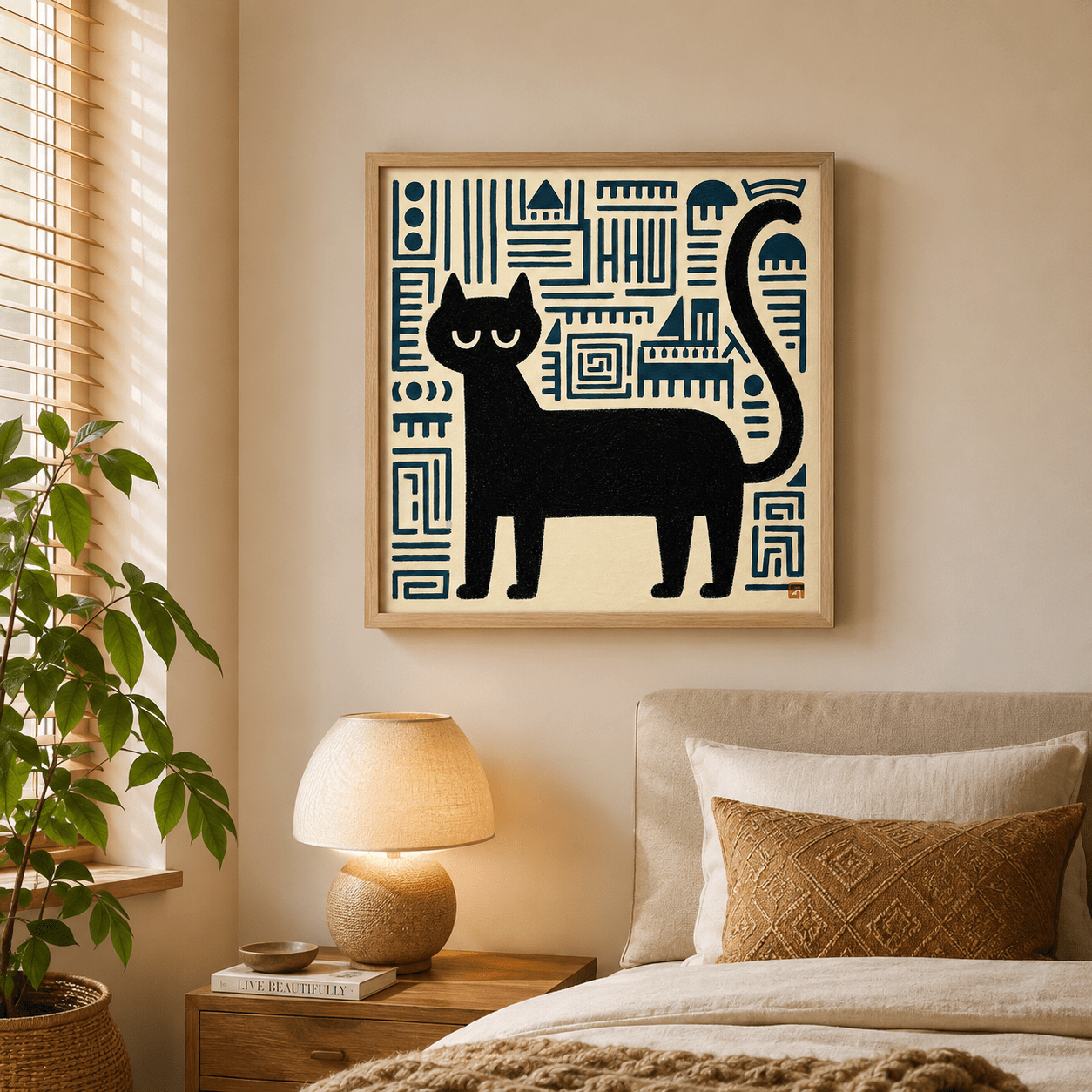 Black Cat Wall Art Canvas Print — The Keeper | Rossetti Art
