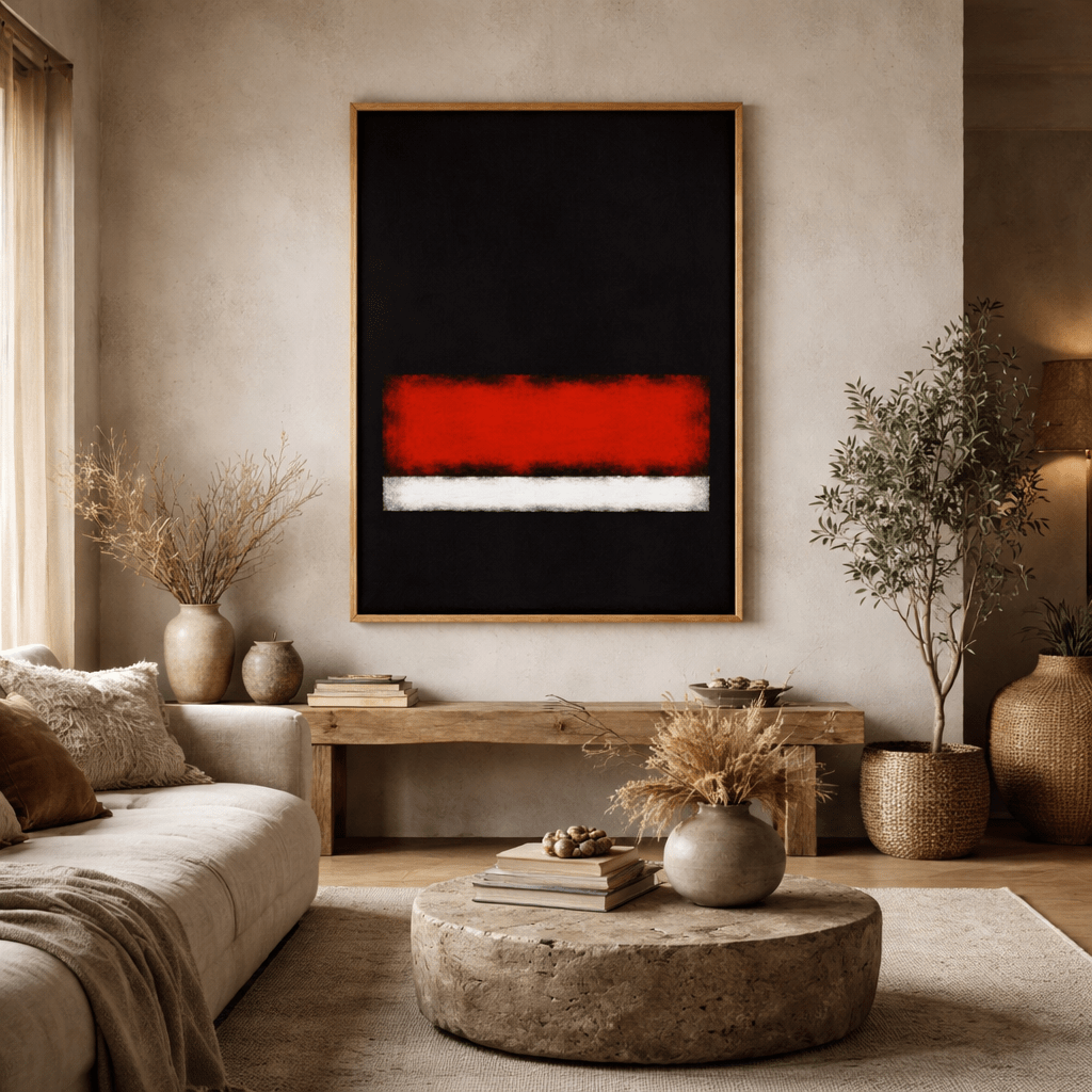 Black Red White Minimalist Original Painting