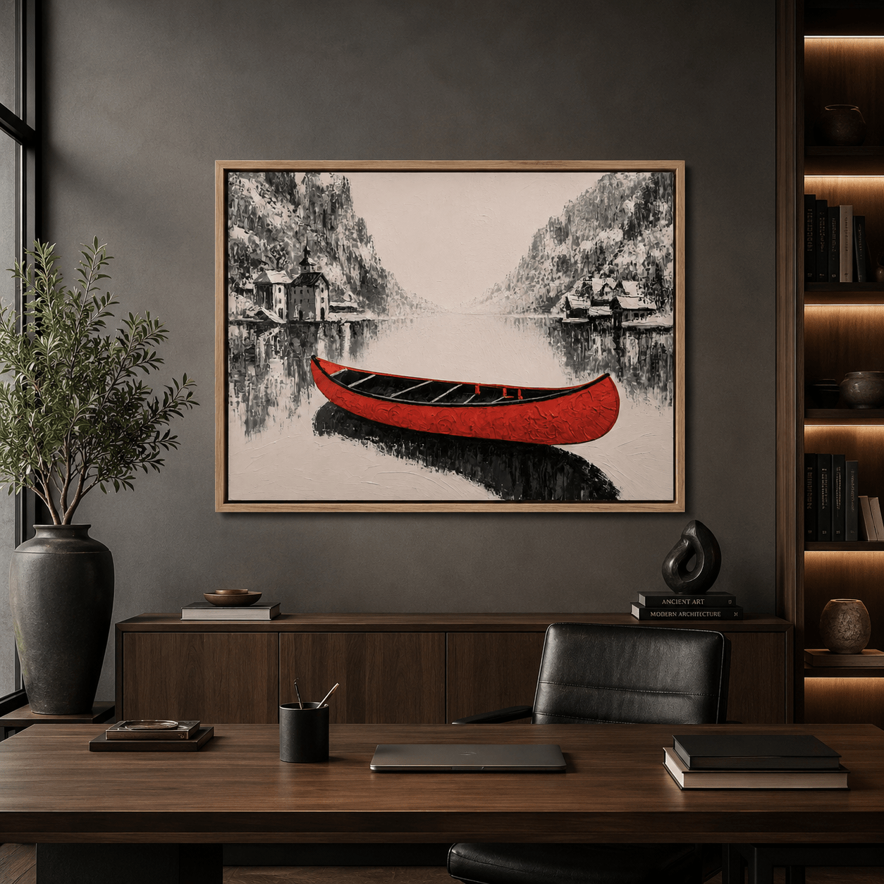Black White Red Wall Art Canvas Print — Carmine by Rossetti Art