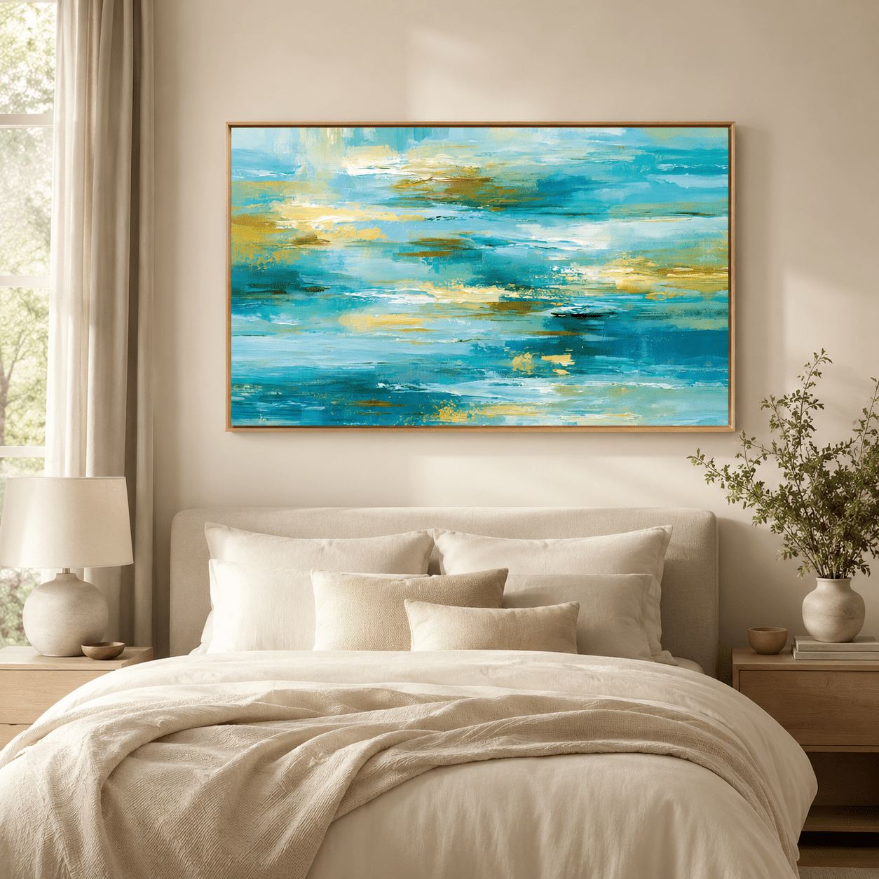 Blue Abstract Wall Art Canvas Print — Tidal Light by Rossetti Art