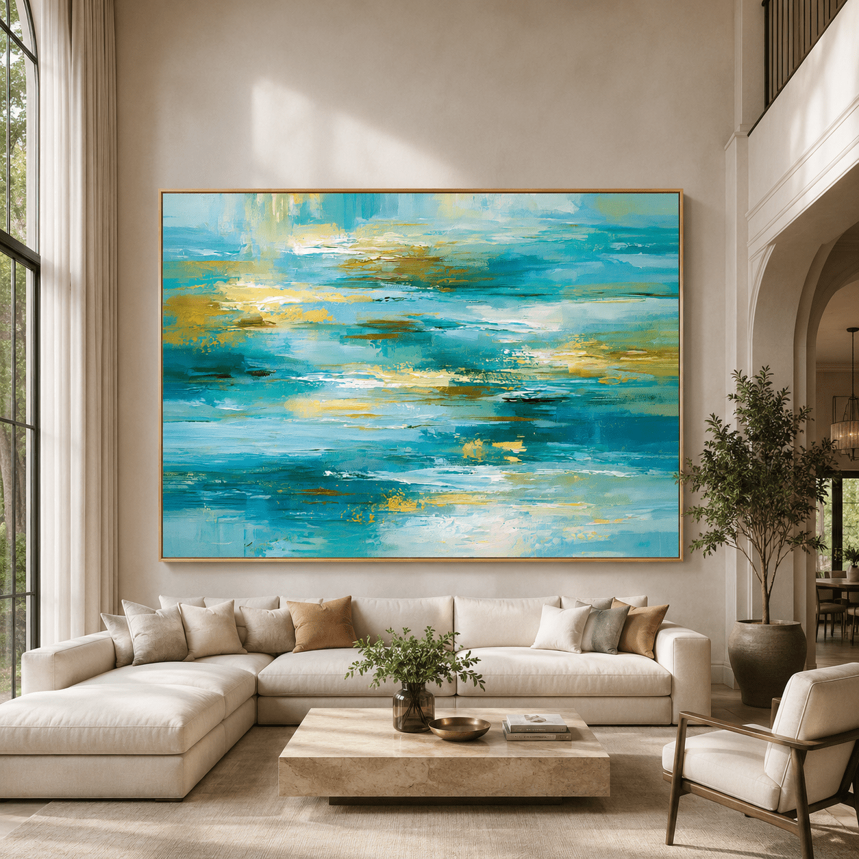 Blue Abstract Wall Art Canvas Print — Tidal Light by Rossetti Art