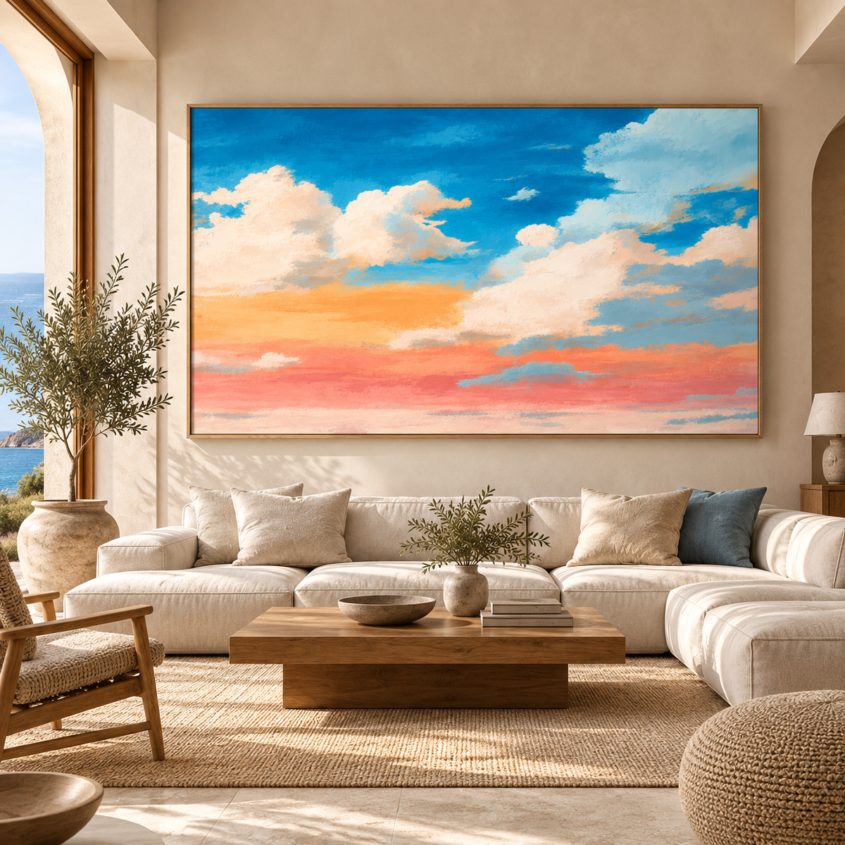 Blue and Coral Wall Art – Painted Sky by Rossetti Art