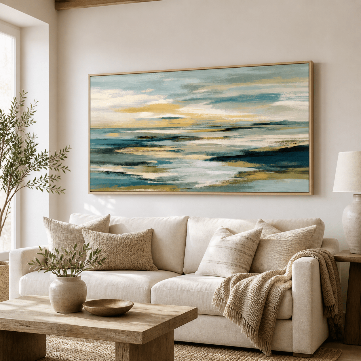Blue and Gold Wall Art Canvas Print — Gilt Tide by Rossetti Art