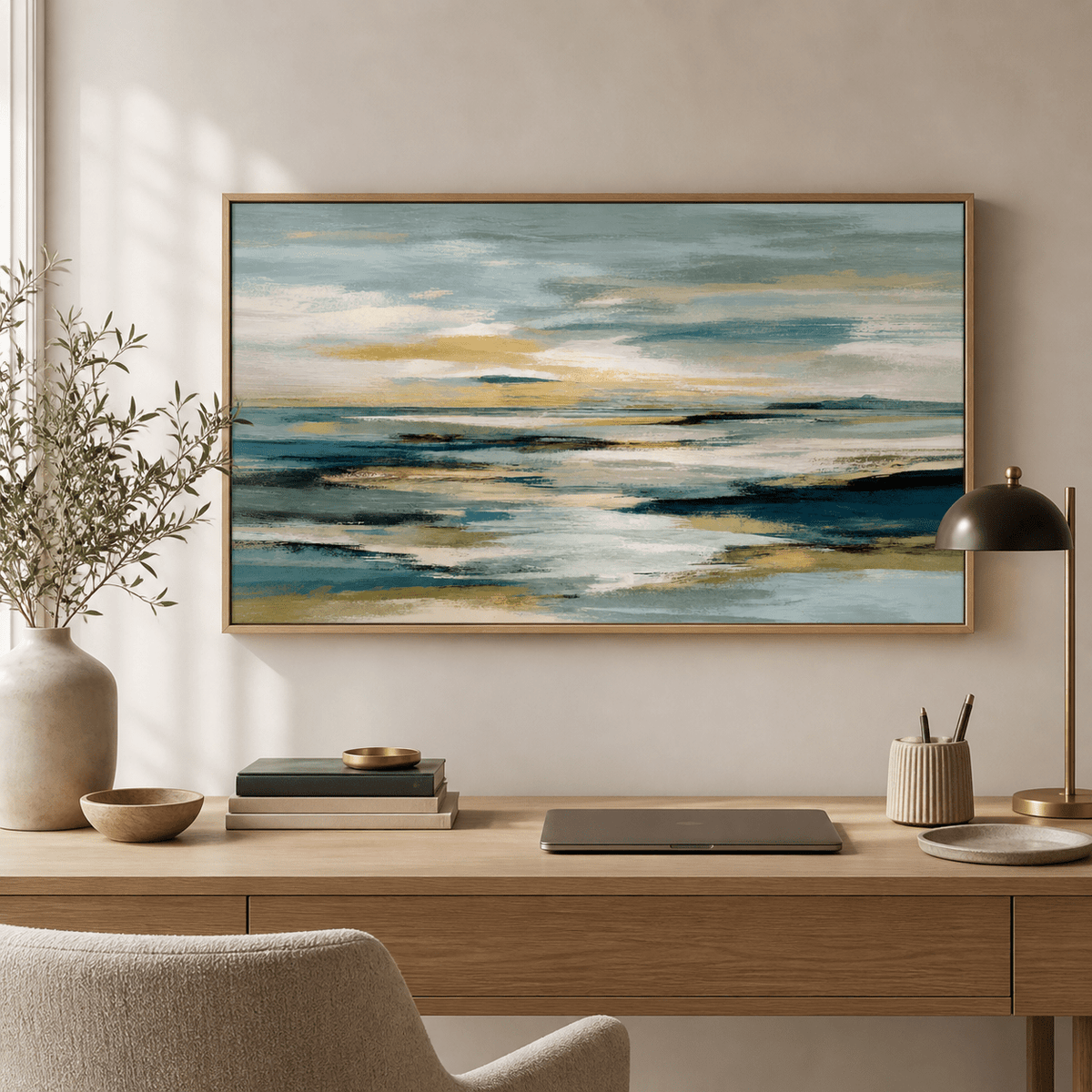 Blue and Gold Wall Art Canvas Print — Gilt Tide by Rossetti Art