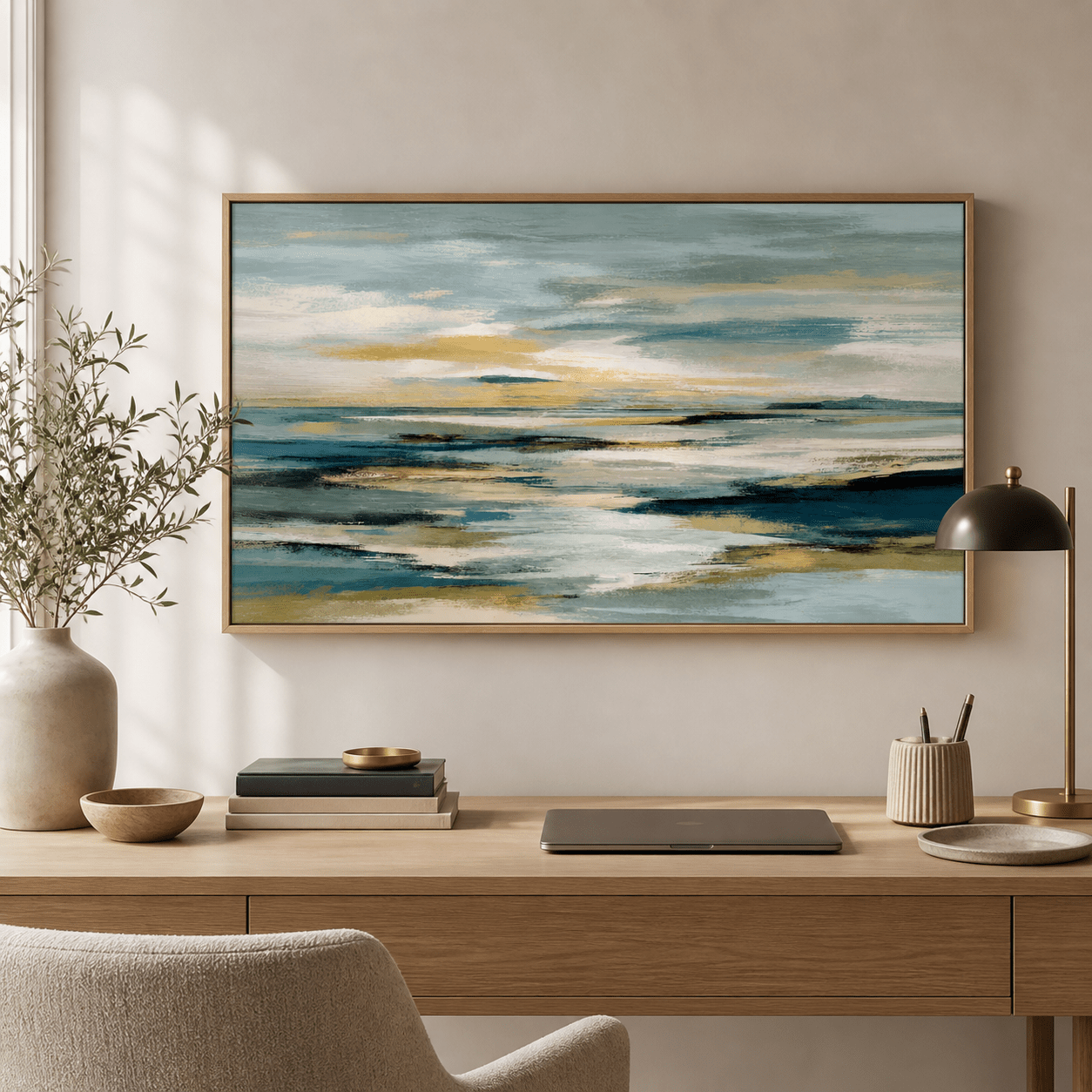 Blue and Gold Wall Art Canvas Print — Gilt Tide by Rossetti Art