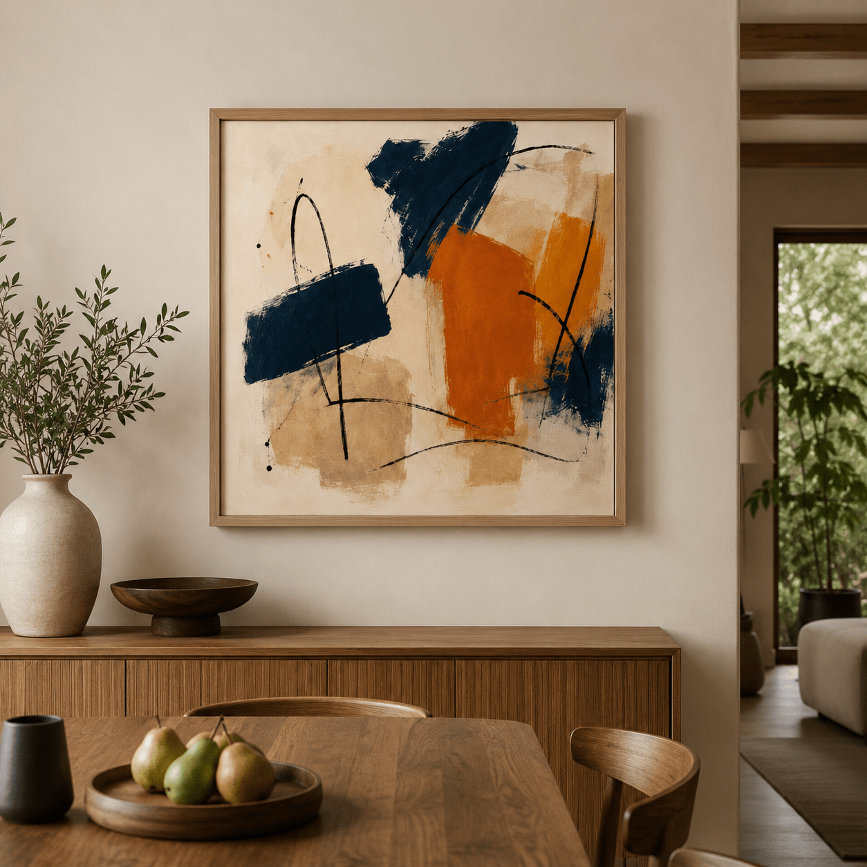Blue and Orange Abstract Painting Canvas Print — Counterpoint by Rossetti Art