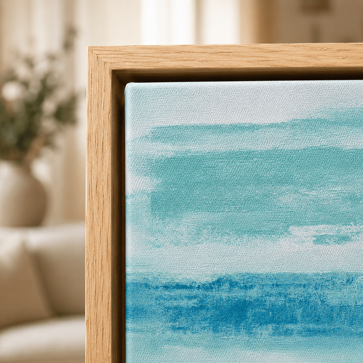 Blue and White Abstract Art Canvas Print — Azure Horizon by Rossetti Art