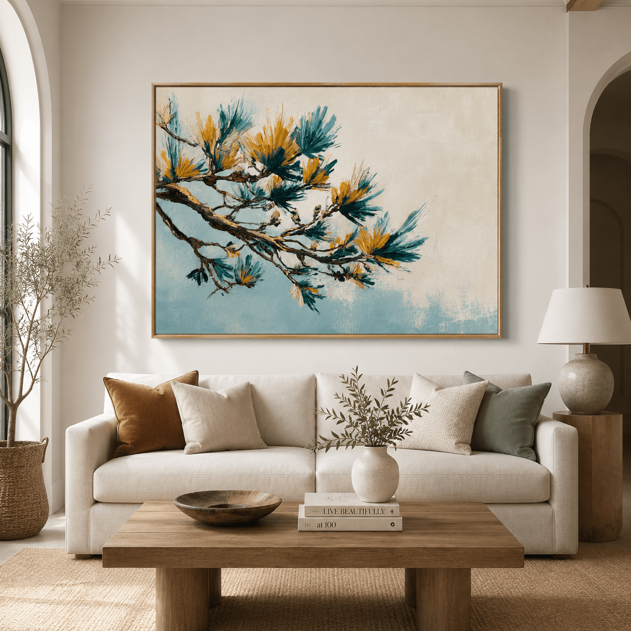 Botanical Art Prints — Golden Pine Canvas Print | Rossetti Art