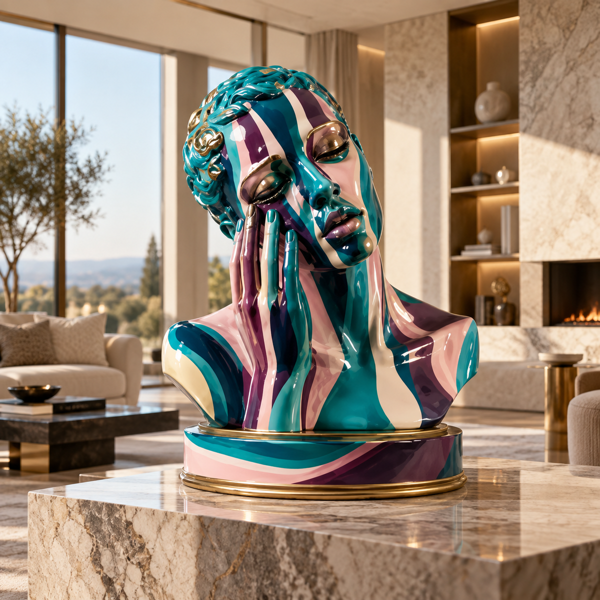 Bust Sculpture – Painted Reverie in entryway setting