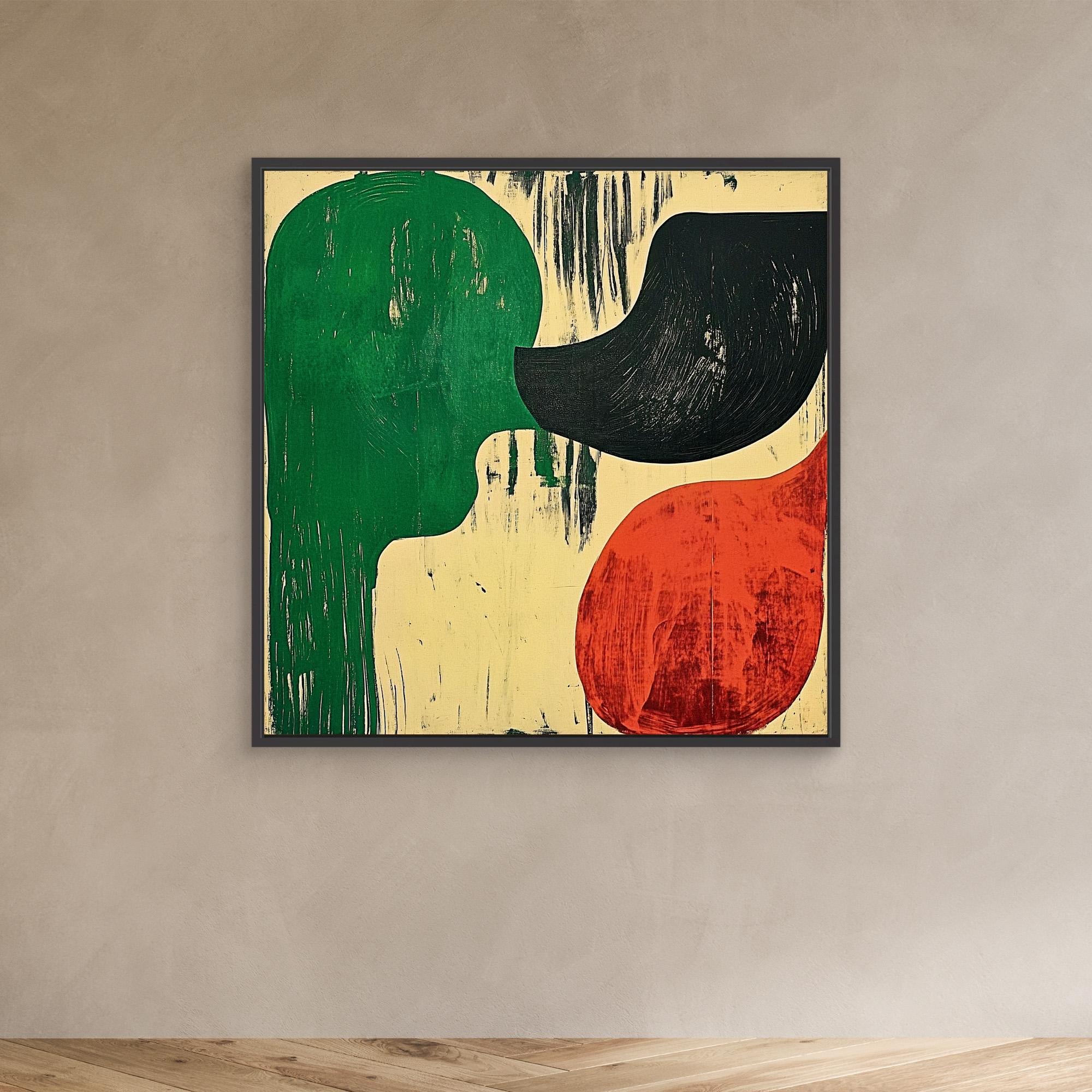 Canvas Print : Abstract Harmony – Green, Black, and Red Canvas Art