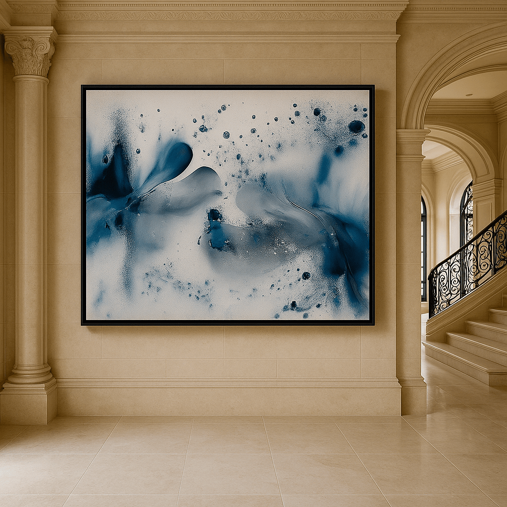 Canvas Print: Abstract Blue & White Fluid Art – Modern Minimalist House Decor Print modern abstract canvas wall art by Rossetti Art – luxury interior design artwork for living room, bedroom, office – contemporary art piece Contemporary Canvas Art Contemporary canvas print