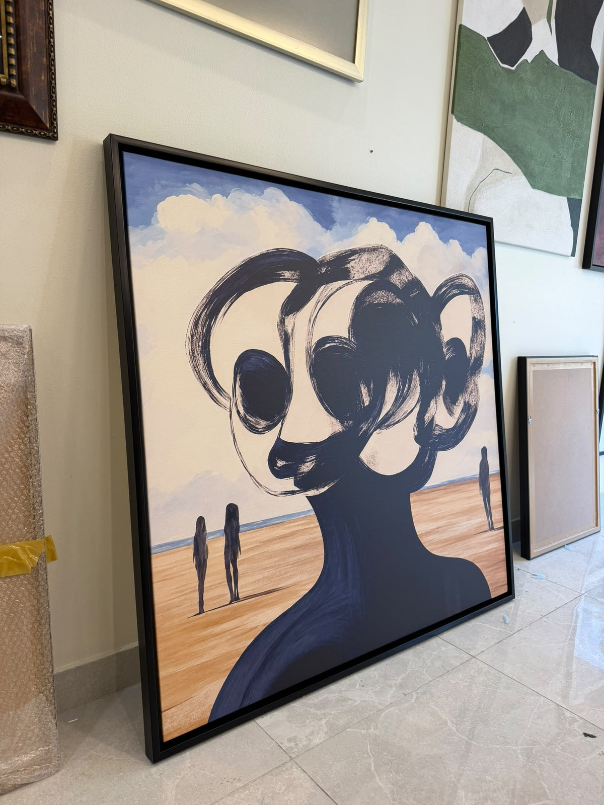 Whispers of the Dunes surreal abstract canvas print in a floater frame, photo of the finished piece by Rossetti Art